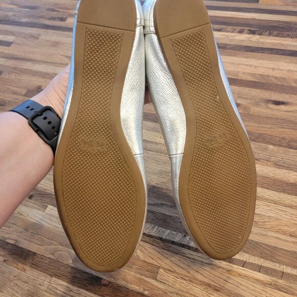 Coach Chelsea Metallic Silver Leather Ballet Flat Slip On Shoes - Picture 13 of 13